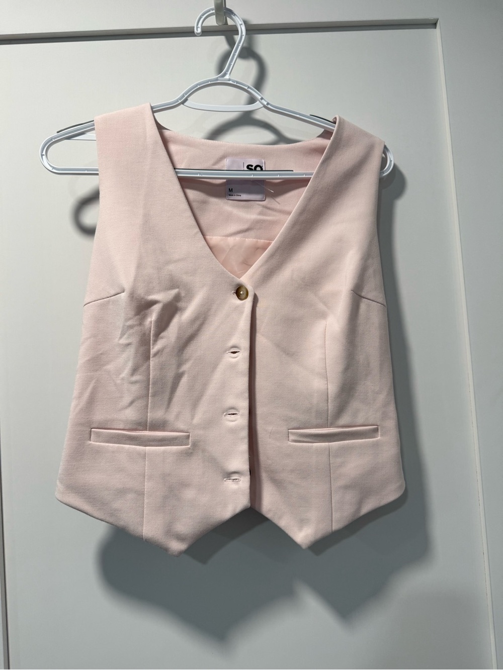 SO Pale Pink Sleeveless Button Vest